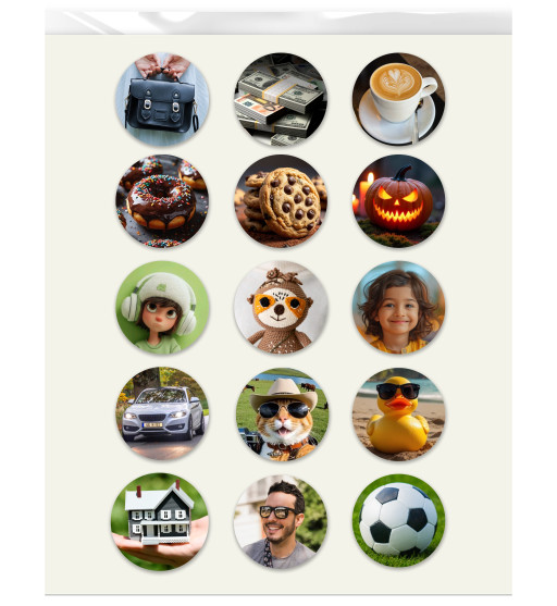 Prime Toppers Custom Edible Image Prints 2" Size Circle (Non Pre-Cut) - 15 Circles Per Sheet