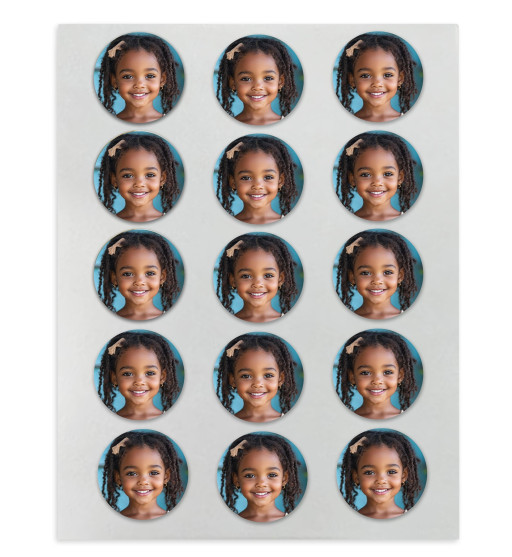Prime Toppers Custom Printing Edible Image Service 2" circles 15 Count Wafer Sheet (Non Pre-Cut)