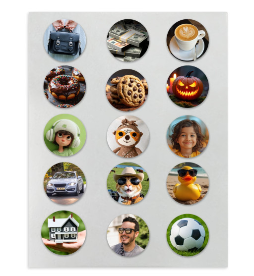 Prime Toppers Custom Printing Edible Image Service 2" circles 15 Count Wafer Sheet (Non Pre-Cut)