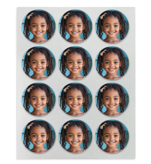 Prime Toppers Custom Printing Edible Image Service 2.5" circles 12 Count Wafer Sheet (Non Pre Cut)