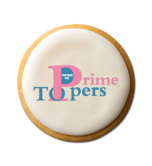 Prime Toppers 5" Round Custom Printed Sugar Shortbread Cookie - Delicious Ready-to-Eat Iced Cookies with Personalized Image or Logo