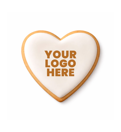 Prime Toppers 4" Heart Custom Printed Sugar Shortbread Cookie - Delicious Ready-to-Eat Iced Cookies with Personalized Image or Logo