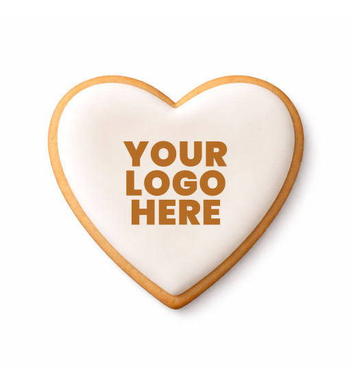 Prime Toppers 5" Heart Custom Printed Sugar Shortbread Cookie - Delicious Ready-to-Eat Iced Cookies with Personalized Image or Logo