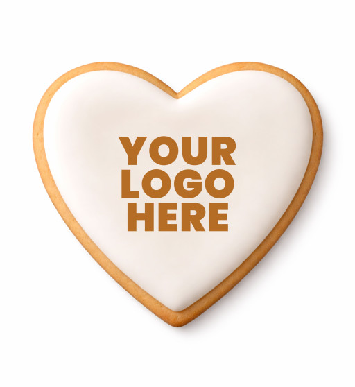 Prime Toppers 8" Heart Custom Printed Sugar Shortbread Cookie - Delicious Ready-to-Eat Iced Cookies with Personalized Image or Logo