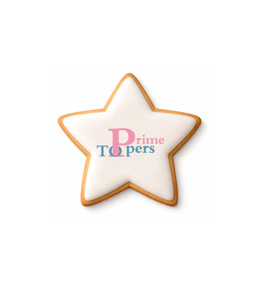 Prime Toppers 3" Star Custom Printed Sugar Shortbread Cookie - Delicious Ready-to-Eat Iced Cookies with Personalized Image or Logo