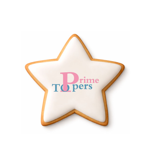 Prime Toppers 3.5" Star Custom Printed Sugar Shortbread Cookie - Delicious Ready-to-Eat Iced Cookies with Personalized Image or Logo