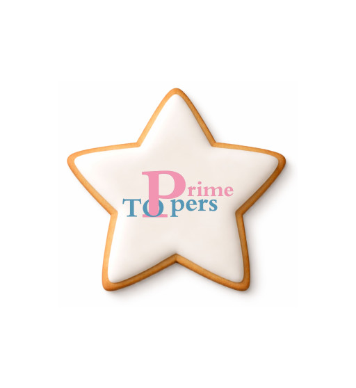 Prime Toppers 4" Star Custom Printed Sugar Shortbread Cookie - Delicious Ready-to-Eat Iced Cookies with Personalized Image or Logo