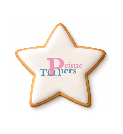 Prime Toppers 5" Star Custom Printed Sugar Shortbread Cookie - Delicious Ready-to-Eat Iced Cookies with Personalized Image or Logo