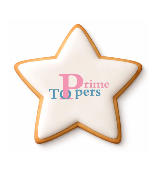Prime Toppers 8" Star Custom Printed Sugar Shortbread Cookie &ndash; Ready-to-Eat Personalized Cookie with Edible Image or Logo