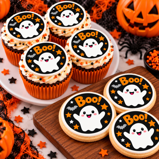 Halloween Ghost Boo Cupcake Toppers and Cookie Toppers – Edible Prints