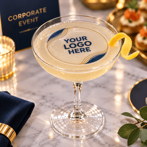 Prime Toppers 2inches Custom Printed Edible Cocktail Toppers &ndash; Clear Drink Toppers, Minimum 15