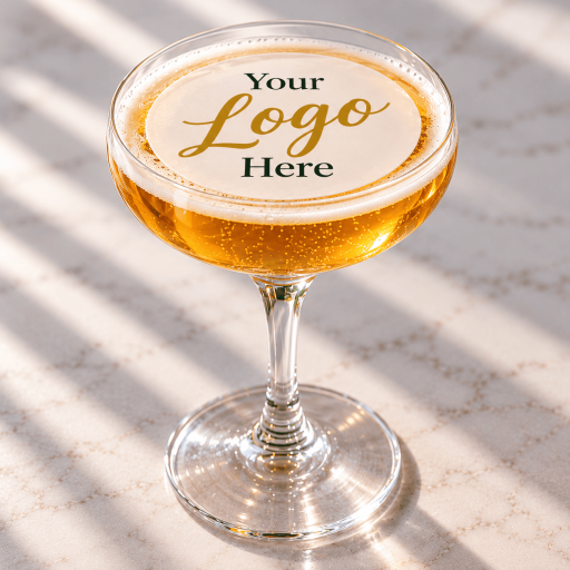 Prime Toppers 2.5inches Clear Sheet Edible Drink Toppers | Custom Cocktail Toppers, Minimum 15