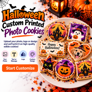 Custom Printed Halloween Sugar Cookies – Design Your Own Photo Cookies