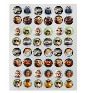 Prime Toppers Custom Printing Edible Image Service 1.25" circles 48 Count Wafer Sheet (Non Pre-Cut)