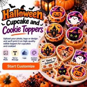 Halloween Cupcake and Cookie Toppers &ndash; Design Your Own Custom Edible Prints