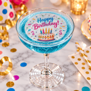 Prime Toppers 2inches Custom Printed Edible Cocktail Toppers &ndash; Clear Drink Toppers, Minimum 15