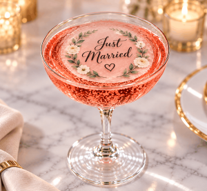 Prime Toppers 2inches Custom Printed Edible Cocktail Toppers &ndash; Clear Drink Toppers, Minimum 15